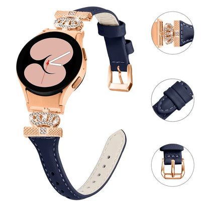 Rose Gold Buckle Strap for Samsung Galaxy Watch4  /  Watch5  /  Watch4 Classic  /  Watch4 Active  /  Watch5 Active Watchband Rhinestone Crown Strap