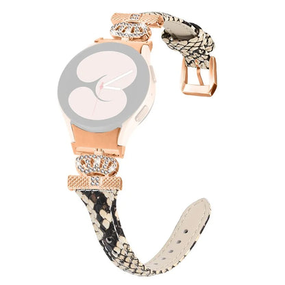 Rose Gold Buckle Strap for Samsung Galaxy Watch4  /  Watch5  /  Watch4 Classic  /  Watch4 Active  /  Watch5 Active Watchband Rhinestone Crown Strap