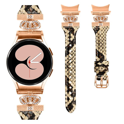 Rose Gold Buckle Strap for Samsung Galaxy Watch4  /  Watch5  /  Watch4 Classic  /  Watch4 Active  /  Watch5 Active Watchband Rhinestone Crown Strap