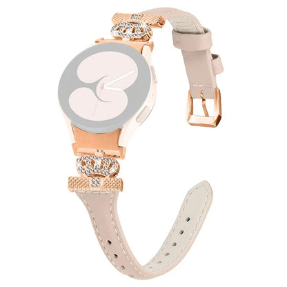 Rose Gold Buckle Strap for Samsung Galaxy Watch4  /  Watch5  /  Watch4 Classic  /  Watch4 Active  /  Watch5 Active Watchband Rhinestone Crown Strap
