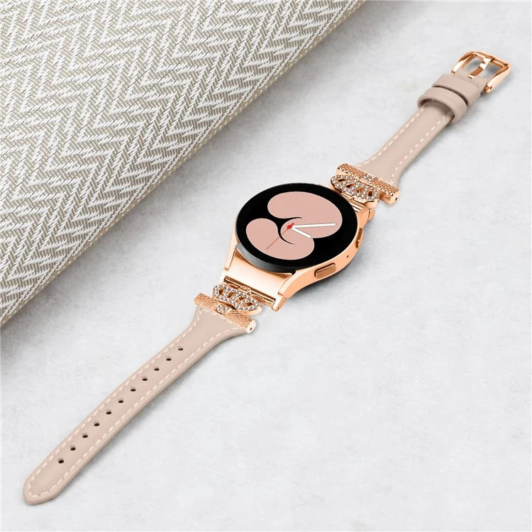 Rose Gold Buckle Strap for Samsung Galaxy Watch4  /  Watch5  /  Watch4 Classic  /  Watch4 Active  /  Watch5 Active Watchband Rhinestone Crown Strap