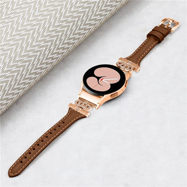 Rose Gold Buckle Strap for Samsung Galaxy Watch4  /  Watch5  /  Watch4 Classic  /  Watch4 Active  /  Watch5 Active Watchband Rhinestone Crown Strap