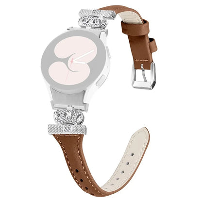 Silver Buckle Strap for Samsung Galaxy Watch4  /  Watch5  /  Watch4 Classic  /  Watch4 Active  /  Watch5 Active Watch Band Crown Strap