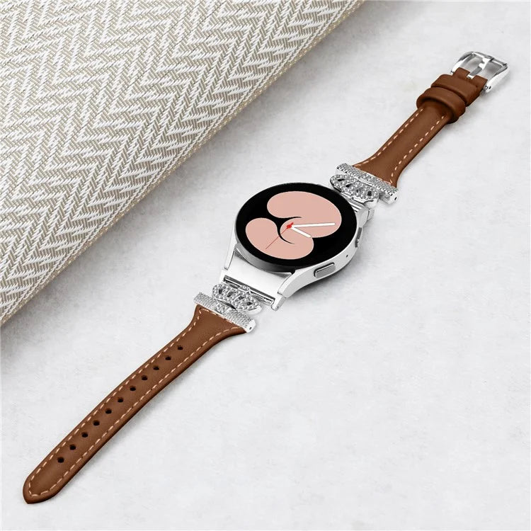 Silver Buckle Strap for Samsung Galaxy Watch4  /  Watch5  /  Watch4 Classic  /  Watch4 Active  /  Watch5 Active Watch Band Crown Strap