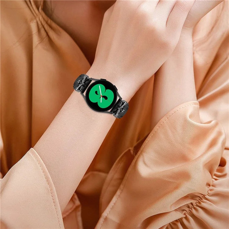 For Huami Amazfit Cheetah Pro Black Buckle 20mm Watch Band Butterfly Rhinestone Watch Strap