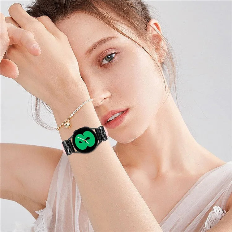 For Huami Amazfit Cheetah Pro Black Buckle 20mm Watch Band Butterfly Rhinestone Watch Strap