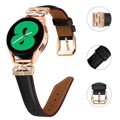 For Huami Amazfit Cheetah Pro Rose Gold Buckle Wrist Band 20mm Genuine Cowhide Leather Butterfly Watch Strap