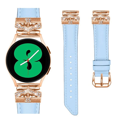 For Huami Amazfit Cheetah Pro Rose Gold Buckle Wrist Band 20mm Genuine Cowhide Leather Butterfly Watch Strap