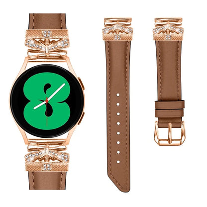 For Huami Amazfit Cheetah Pro Rose Gold Buckle Wrist Band 20mm Genuine Cowhide Leather Butterfly Watch Strap