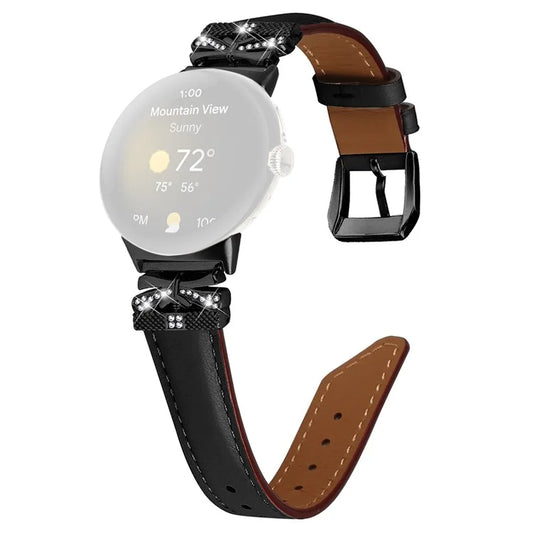 For Google Pixel Watch / Watch 2 Watch Strap Black Buckle Butterfly Connector Watchband
