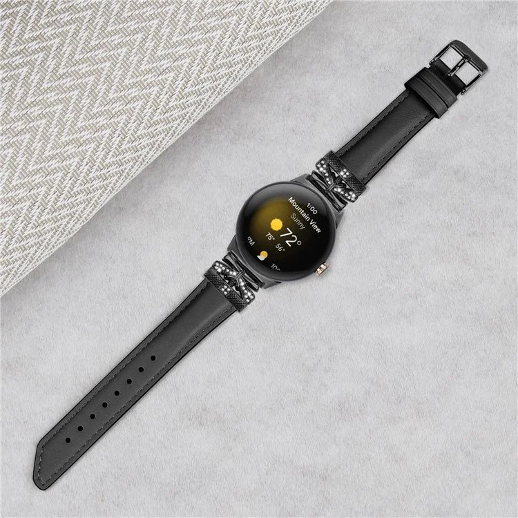 For Google Pixel Watch / Watch 2 Watch Strap Black Buckle Butterfly Connector Watchband