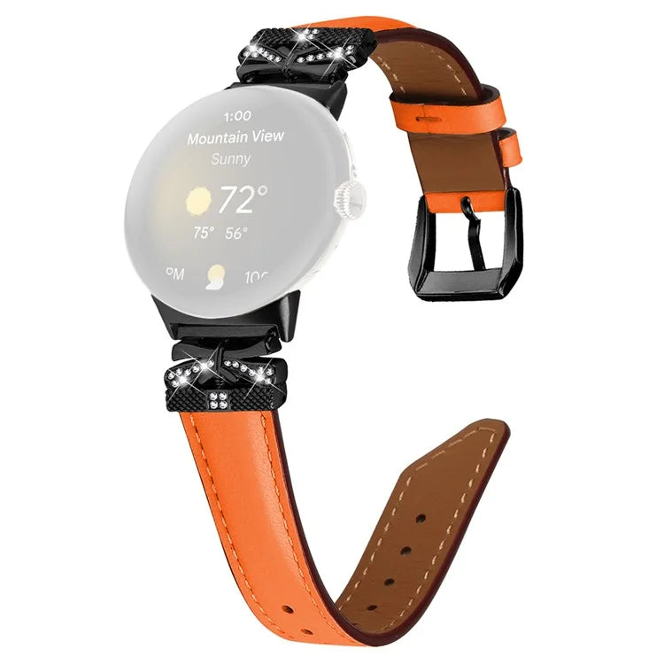 For Google Pixel Watch / Watch 2 Watch Strap Black Buckle Butterfly Connector Watchband