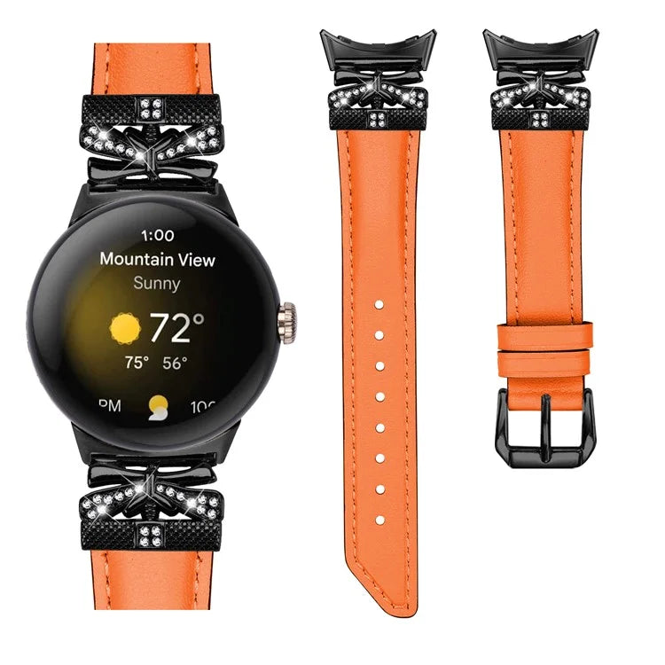 For Google Pixel Watch / Watch 2 Watch Strap Black Buckle Butterfly Connector Watchband