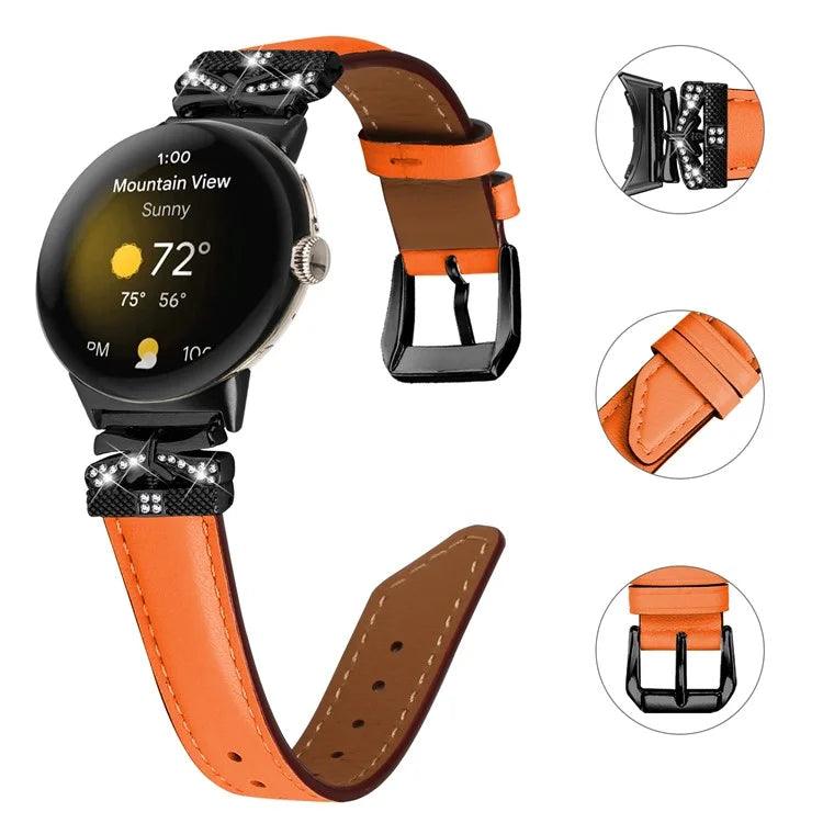 For Google Pixel Watch / Watch 2 Watch Strap Black Buckle Butterfly Connector Watchband