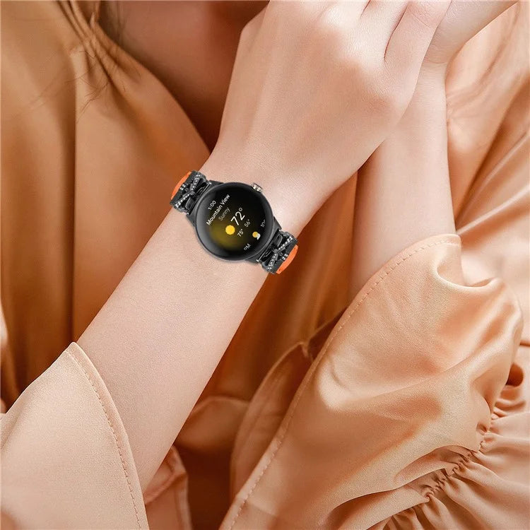 For Google Pixel Watch / Watch 2 Watch Strap Black Buckle Butterfly Connector Watchband
