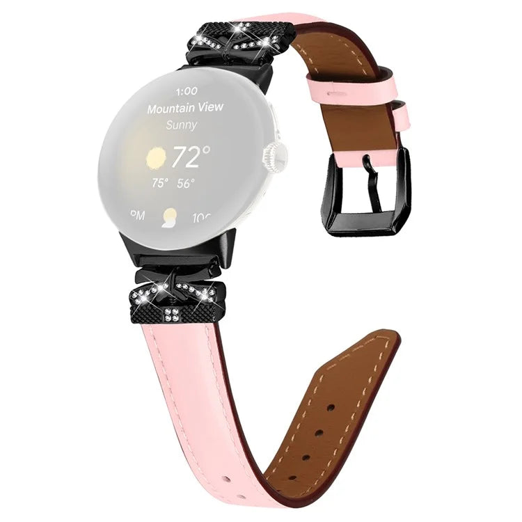 For Google Pixel Watch / Watch 2 Watch Strap Black Buckle Butterfly Connector Watchband