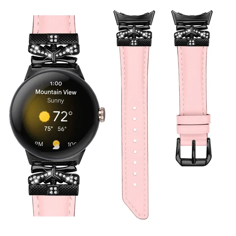 For Google Pixel Watch / Watch 2 Watch Strap Black Buckle Butterfly Connector Watchband