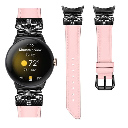 For Google Pixel Watch / Watch 2 Watch Strap Black Buckle Butterfly Connector Watchband
