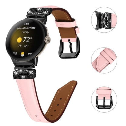 For Google Pixel Watch / Watch 2 Watch Strap Black Buckle Butterfly Connector Watchband