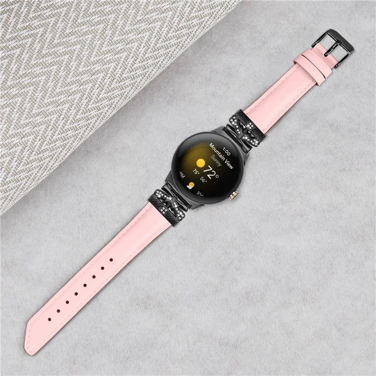 For Google Pixel Watch / Watch 2 Watch Strap Black Buckle Butterfly Connector Watchband