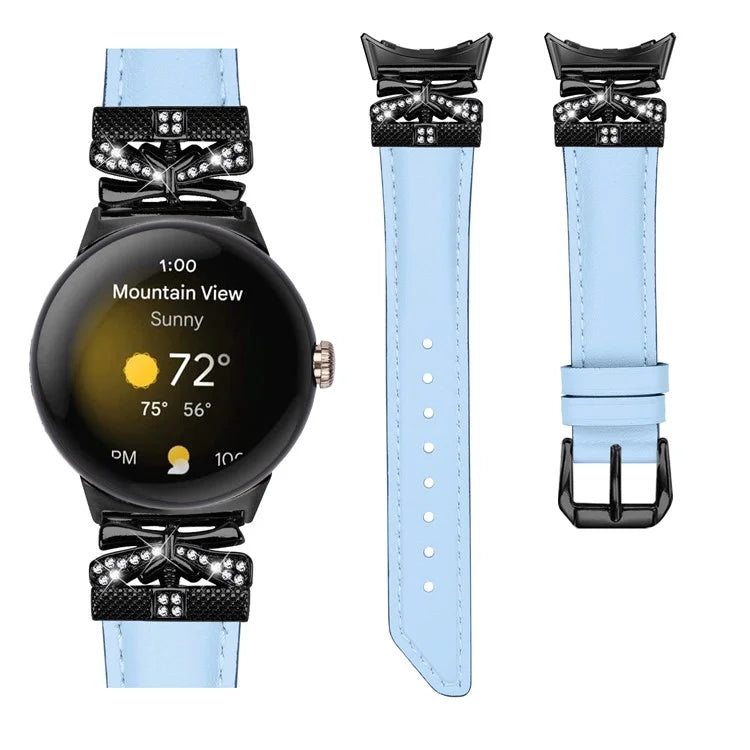 For Google Pixel Watch / Watch 2 Watch Strap Black Buckle Butterfly Connector Watchband