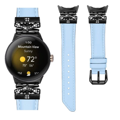 For Google Pixel Watch / Watch 2 Watch Strap Black Buckle Butterfly Connector Watchband