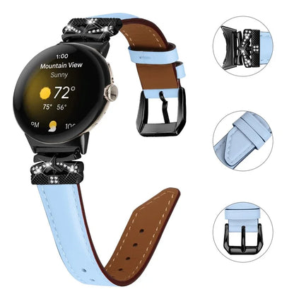 For Google Pixel Watch / Watch 2 Watch Strap Black Buckle Butterfly Connector Watchband