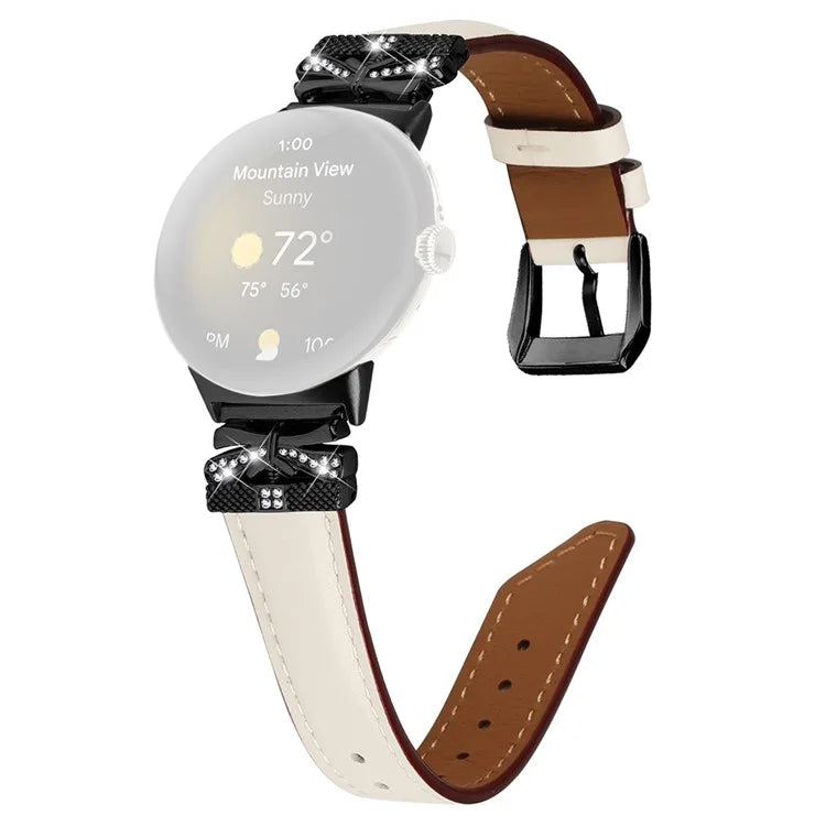 For Google Pixel Watch / Watch 2 Watch Strap Black Buckle Butterfly Connector Watchband