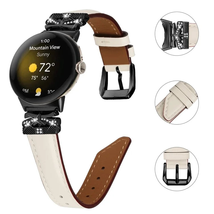 For Google Pixel Watch / Watch 2 Watch Strap Black Buckle Butterfly Connector Watchband