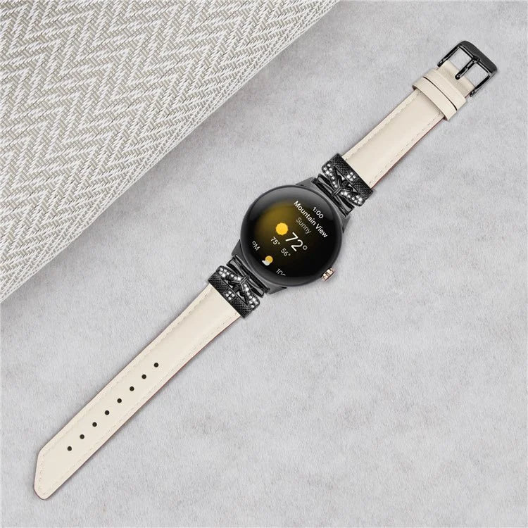 For Google Pixel Watch / Watch 2 Watch Strap Black Buckle Butterfly Connector Watchband