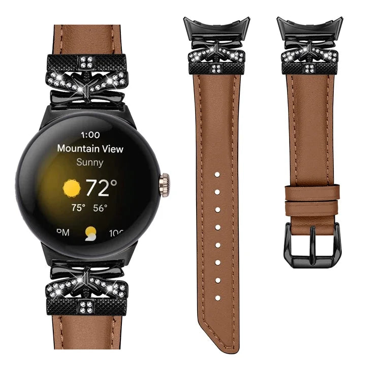 For Google Pixel Watch / Watch 2 Watch Strap Black Buckle Butterfly Connector Watchband
