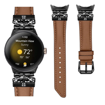For Google Pixel Watch / Watch 2 Watch Strap Black Buckle Butterfly Connector Watchband