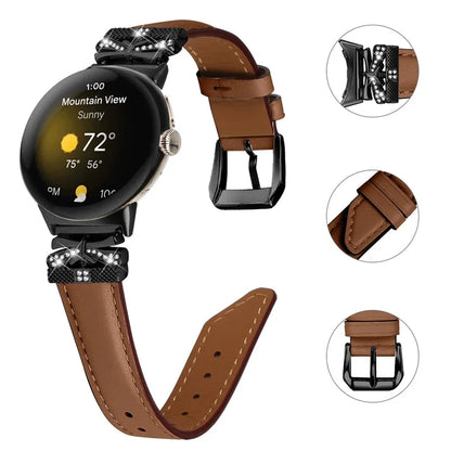 For Google Pixel Watch / Watch 2 Watch Strap Black Buckle Butterfly Connector Watchband