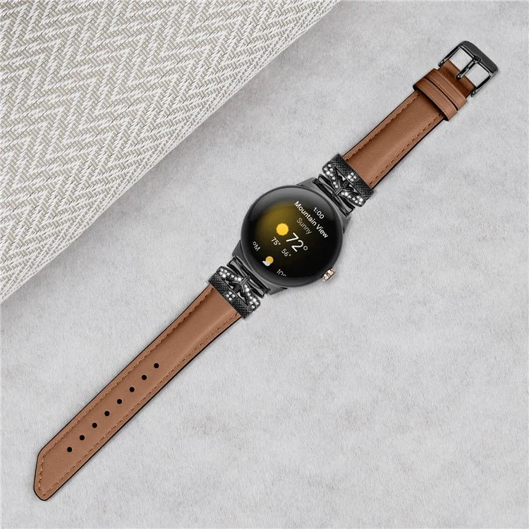 For Google Pixel Watch / Watch 2 Watch Strap Black Buckle Butterfly Connector Watchband