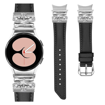 For Samsung Galaxy Watch6 44mm / Watch6 Classic 43mm / 47mm Silver Buckle Watch Band Strap with Butterfly Connector