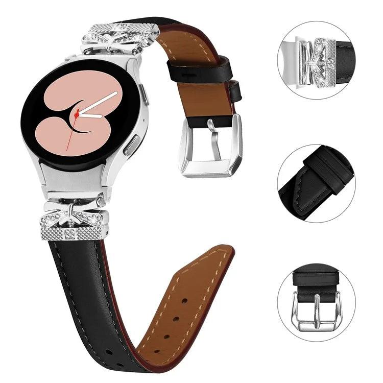 For Samsung Galaxy Watch6 44mm / Watch6 Classic 43mm / 47mm Silver Buckle Watch Band Strap with Butterfly Connector