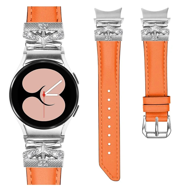 For Samsung Galaxy Watch6 44mm / Watch6 Classic 43mm / 47mm Silver Buckle Watch Band Strap with Butterfly Connector