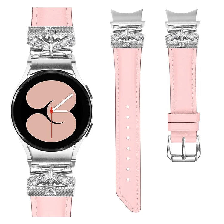 For Samsung Galaxy Watch6 44mm / Watch6 Classic 43mm / 47mm Silver Buckle Watch Band Strap with Butterfly Connector