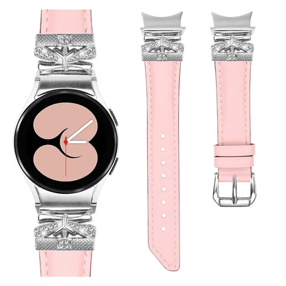 For Samsung Galaxy Watch6 44mm / Watch6 Classic 43mm / 47mm Silver Buckle Watch Band Strap with Butterfly Connector