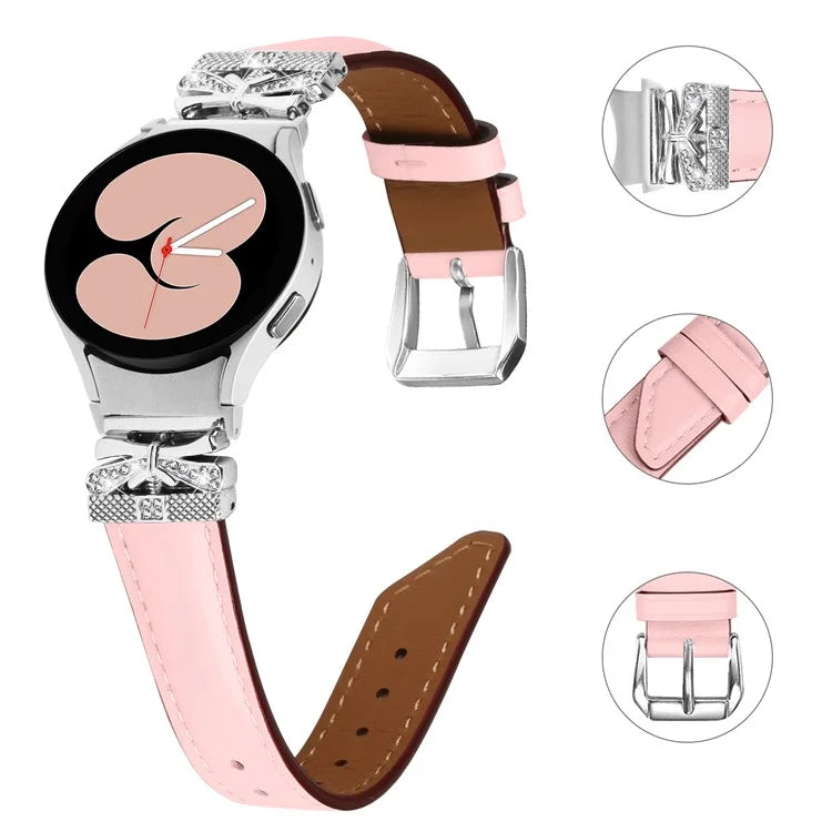 For Samsung Galaxy Watch6 44mm / Watch6 Classic 43mm / 47mm Silver Buckle Watch Band Strap with Butterfly Connector