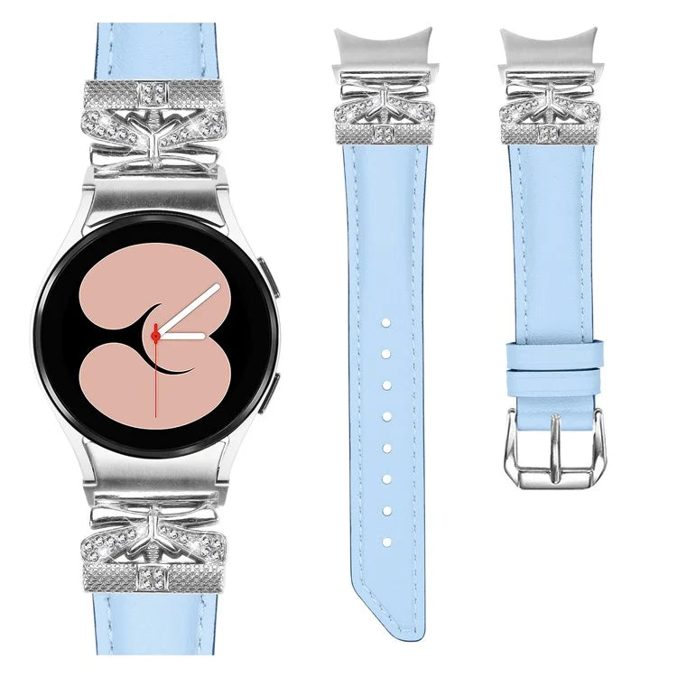 For Samsung Galaxy Watch6 44mm / Watch6 Classic 43mm / 47mm Silver Buckle Watch Band Strap with Butterfly Connector