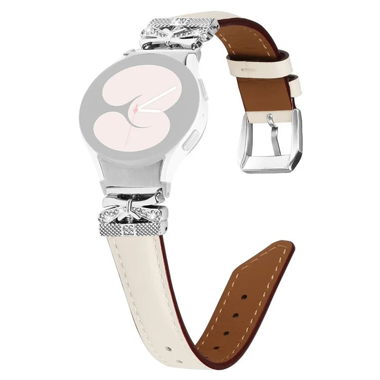 For Samsung Galaxy Watch6 44mm / Watch6 Classic 43mm / 47mm Silver Buckle Watch Band Strap with Butterfly Connector