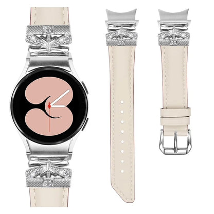 For Samsung Galaxy Watch6 44mm / Watch6 Classic 43mm / 47mm Silver Buckle Watch Band Strap with Butterfly Connector