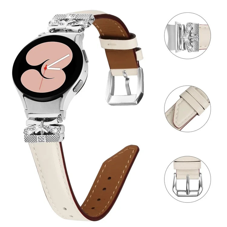 For Samsung Galaxy Watch6 44mm / Watch6 Classic 43mm / 47mm Silver Buckle Watch Band Strap with Butterfly Connector