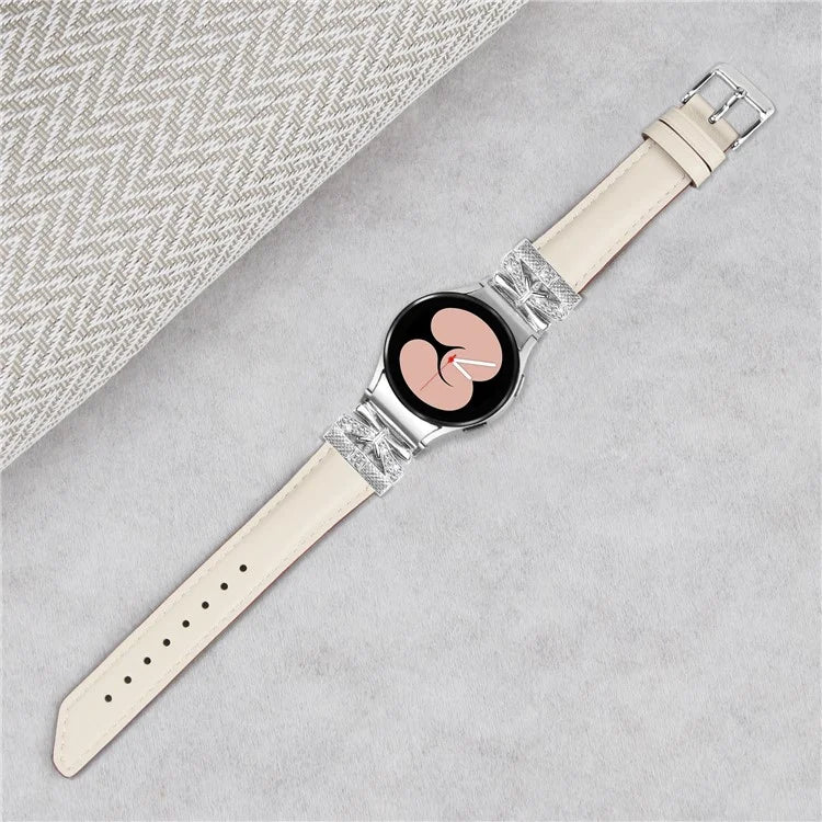 For Samsung Galaxy Watch6 44mm / Watch6 Classic 43mm / 47mm Silver Buckle Watch Band Strap with Butterfly Connector