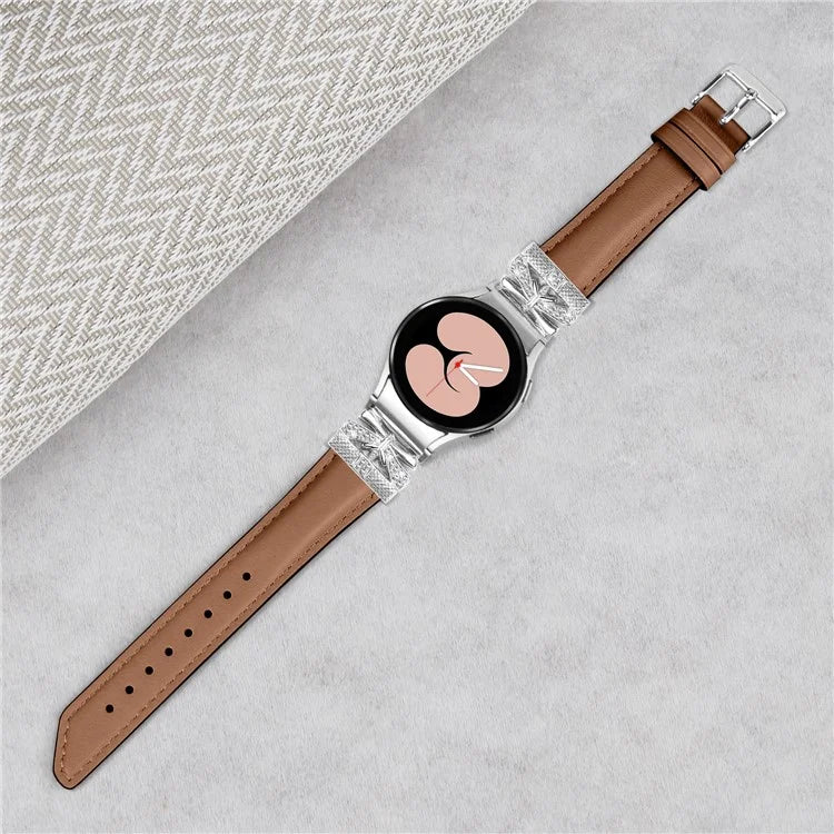 For Samsung Galaxy Watch6 44mm / Watch6 Classic 43mm / 47mm Silver Buckle Watch Band Strap with Butterfly Connector