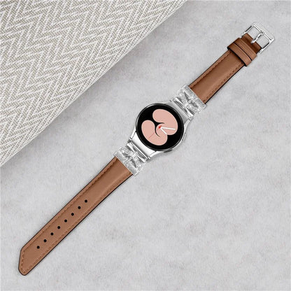 For Samsung Galaxy Watch6 44mm / Watch6 Classic 43mm / 47mm Silver Buckle Watch Band Strap with Butterfly Connector