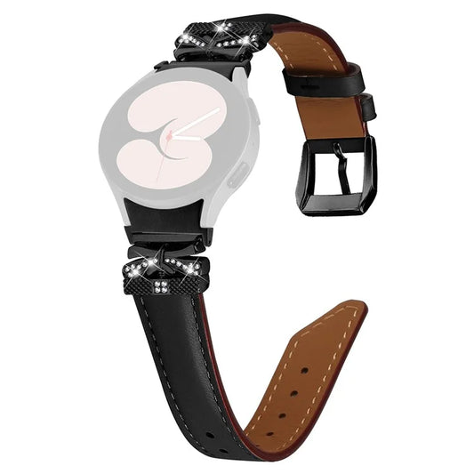 For Samsung Galaxy Watch6 44mm / Watch6 Classic 43mm / 47mm Black Buckle Watchband Butterfly Connector Strap