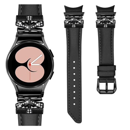 For Samsung Galaxy Watch6 44mm / Watch6 Classic 43mm / 47mm Black Buckle Watchband Butterfly Connector Strap