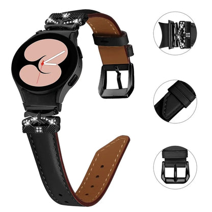 For Samsung Galaxy Watch6 44mm / Watch6 Classic 43mm / 47mm Black Buckle Watchband Butterfly Connector Strap
